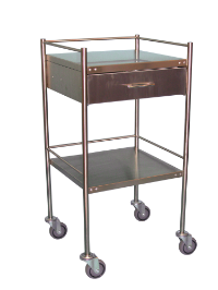 FASTAID TROLLEY STAINLESS CONSTRUCTION 2 SHELF WHEELS & PULL OUT DRAWER